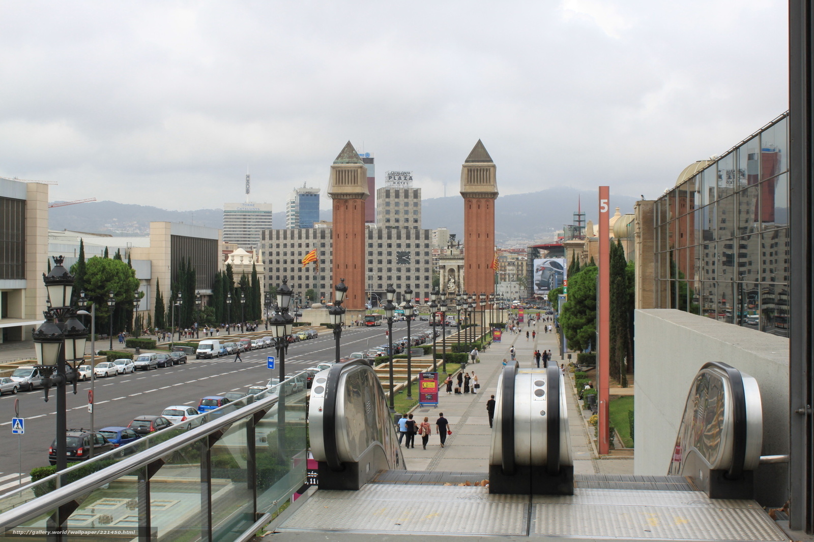 Barcelona city view from escalators