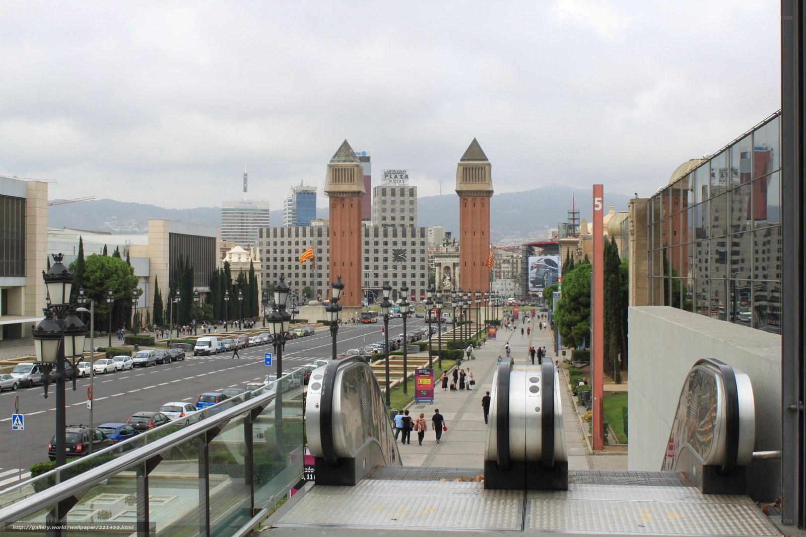 Barcelona city view from escalators