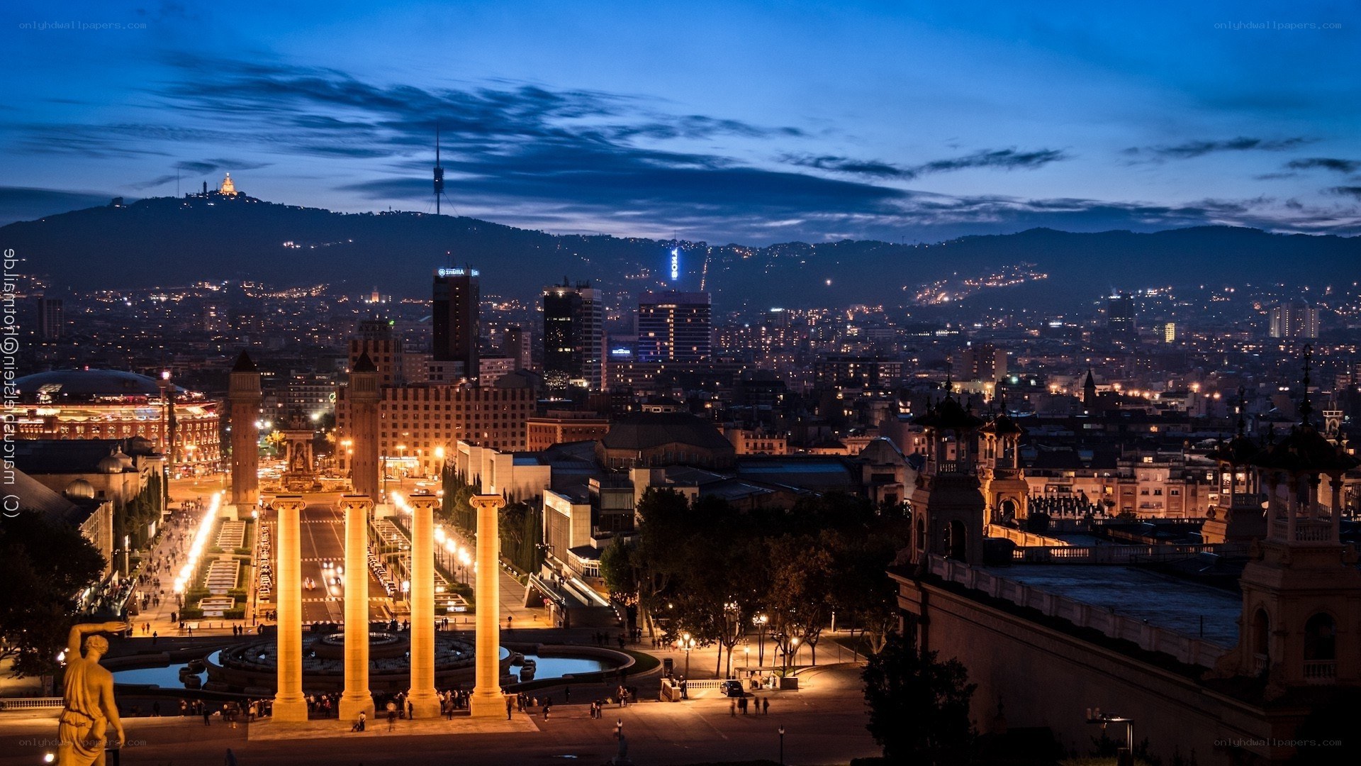 Barcelona cityscape at dusk