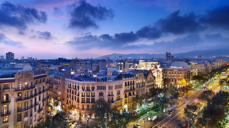 Barcelona Cityscape at Dusk — Blue