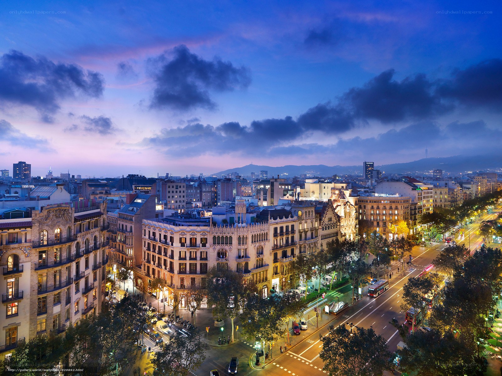 Barcelona cityscape at dusk