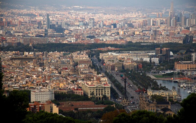 Barcelona cityscape from a hill