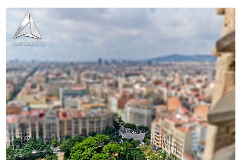 Barcelona cityscape from height