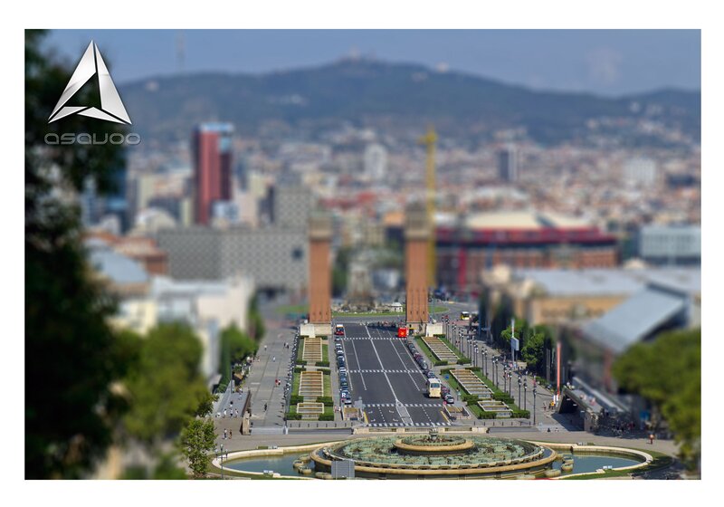 Barcelona cityscape with tilt-shift effect