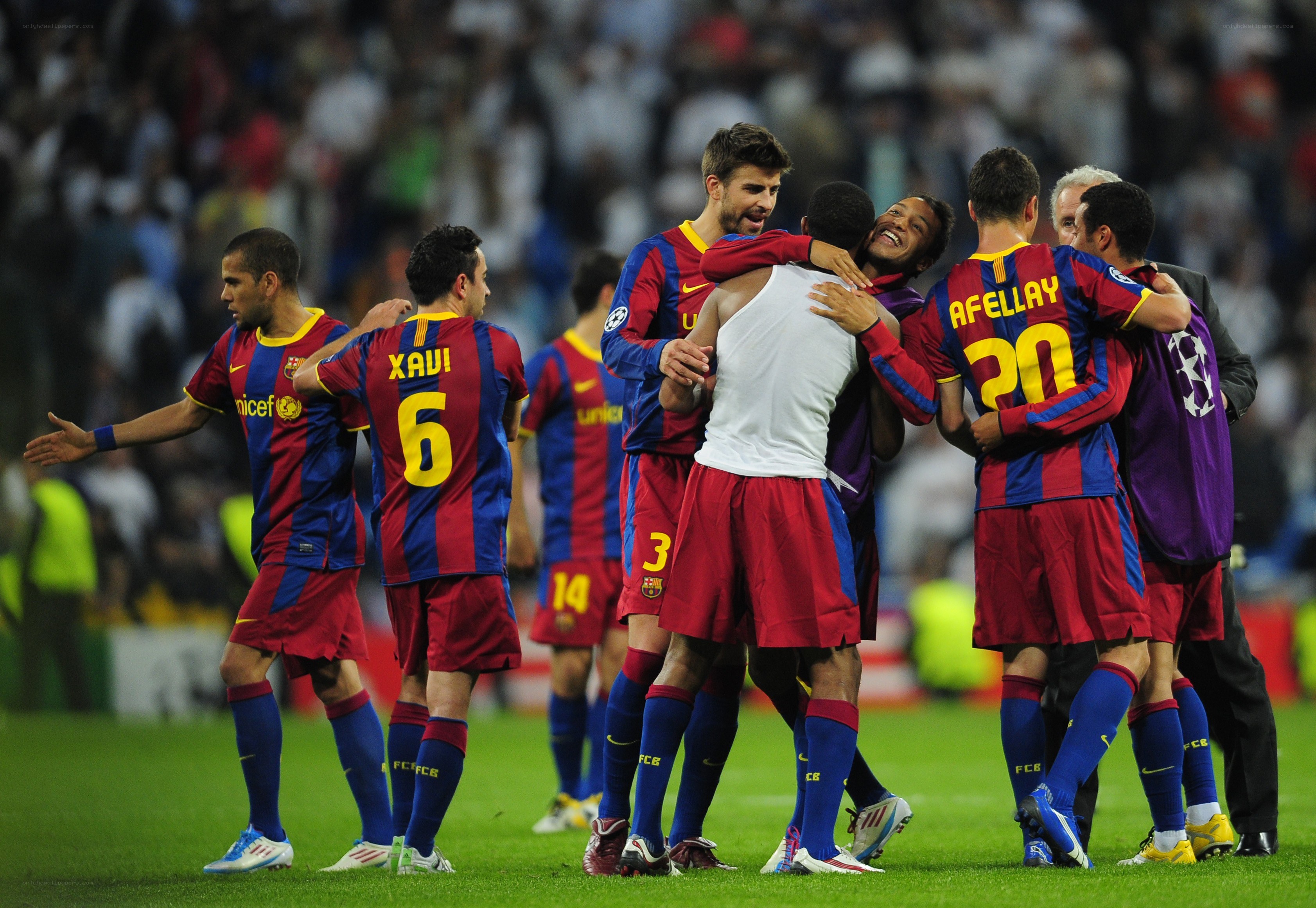 Barcelona players celebrating