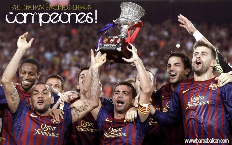 Barcelona Players Celebrating — Blue