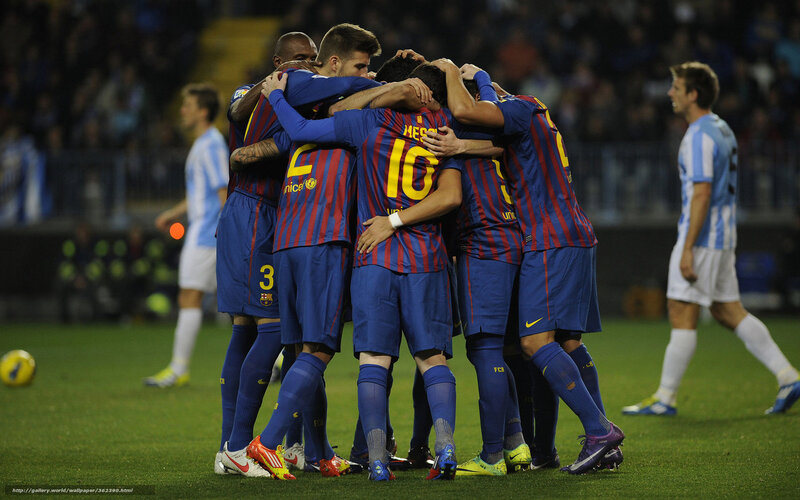 Barcelona players celebrating