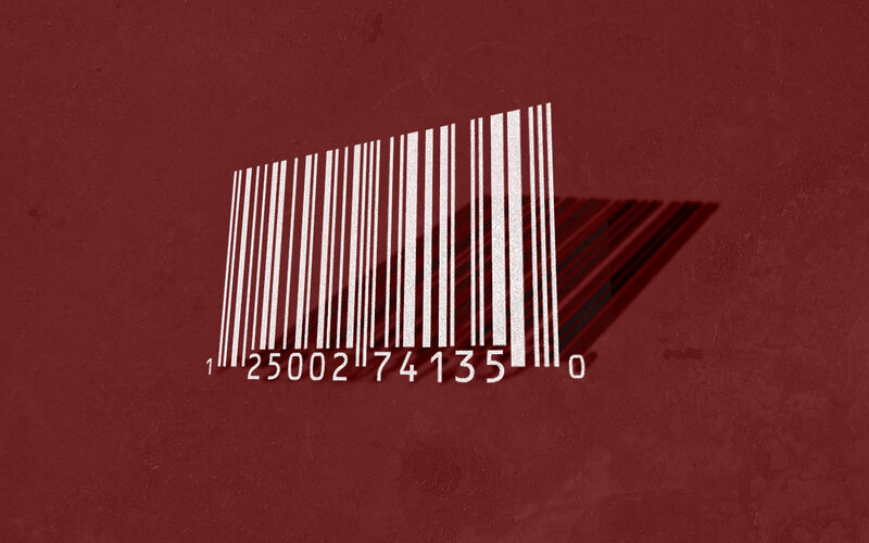 barcode on red background