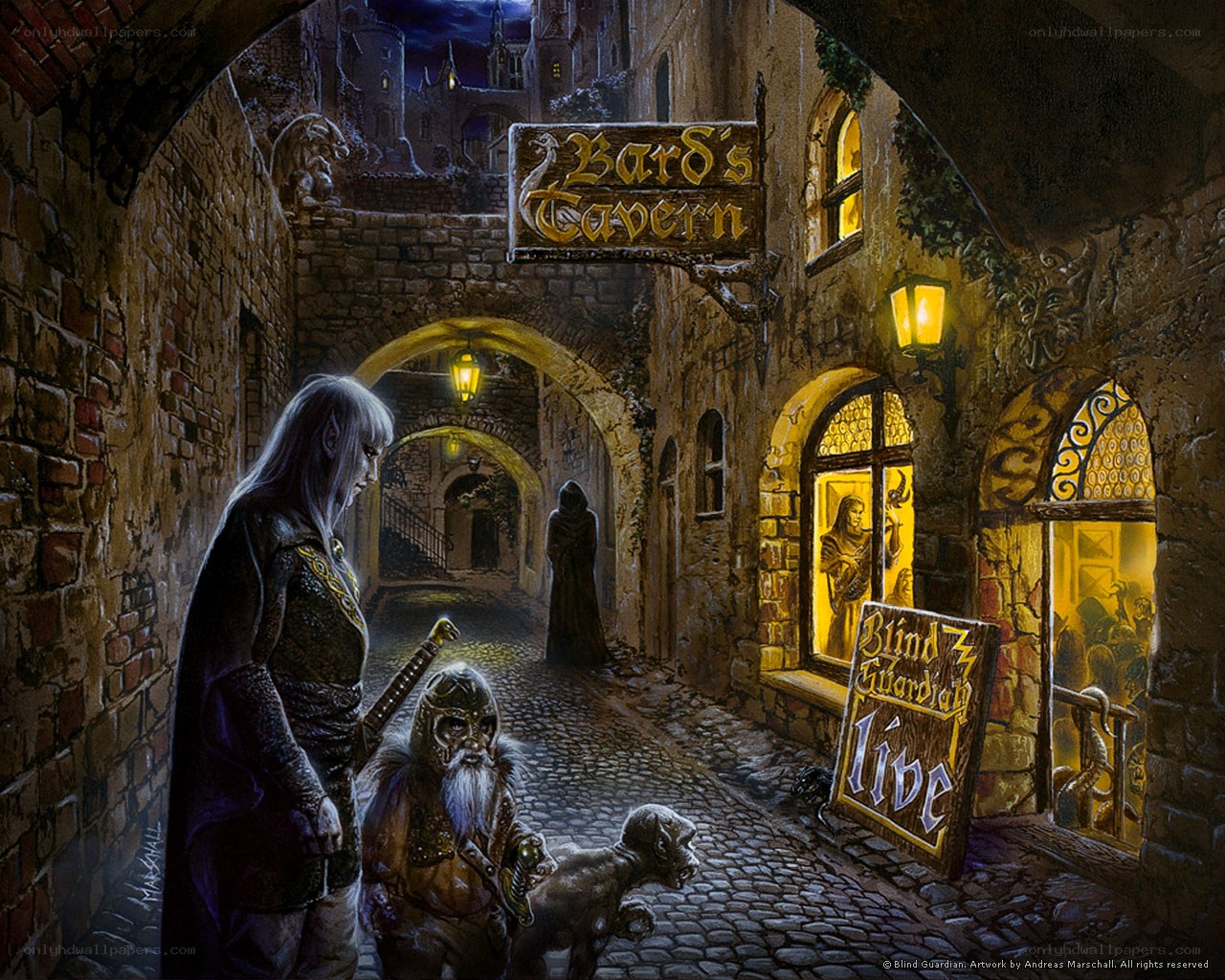 Bard's Tavern at night