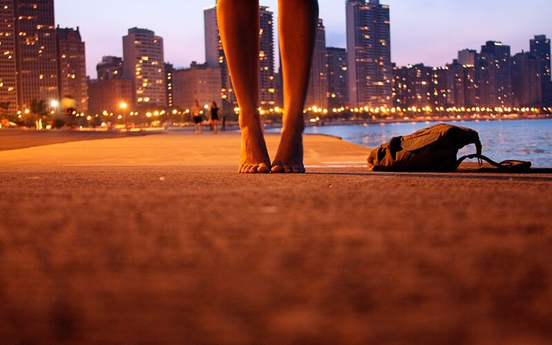 Bare Feet on Pavement — Orange, Calm