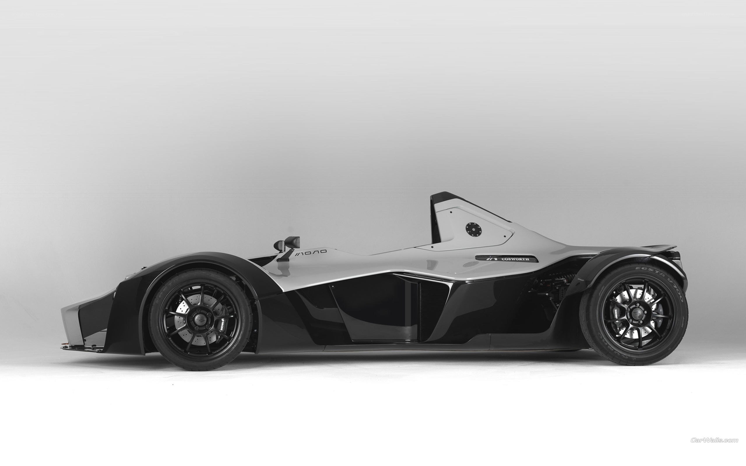 Bare-metal race car side profile