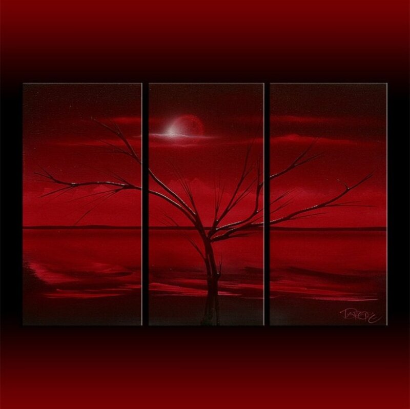 Bare Tree at Sunset — Red, Dramatic