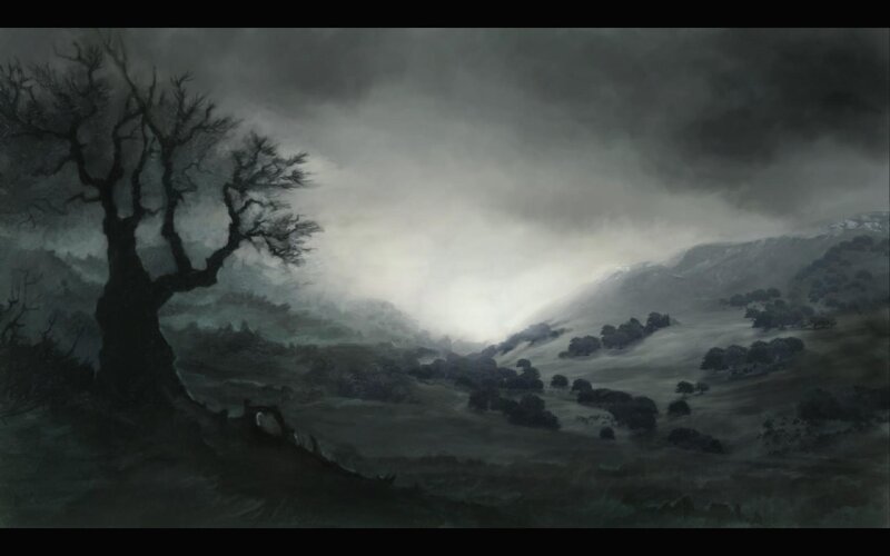 Bare Tree in Misty Valley