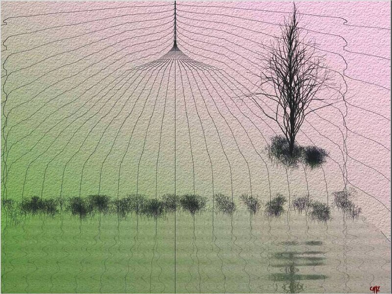 Bare Tree in Water — Green