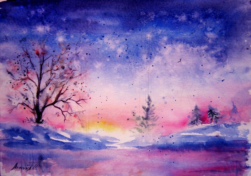 Bare Tree in Winter — Blue, Serene