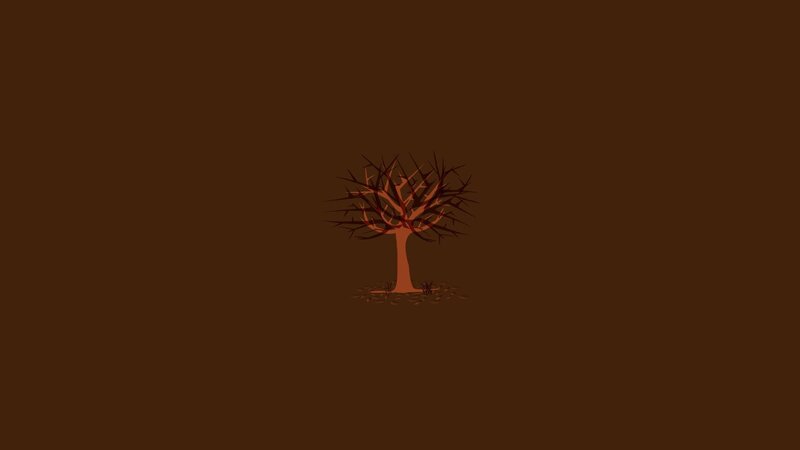 Bare tree on brown background