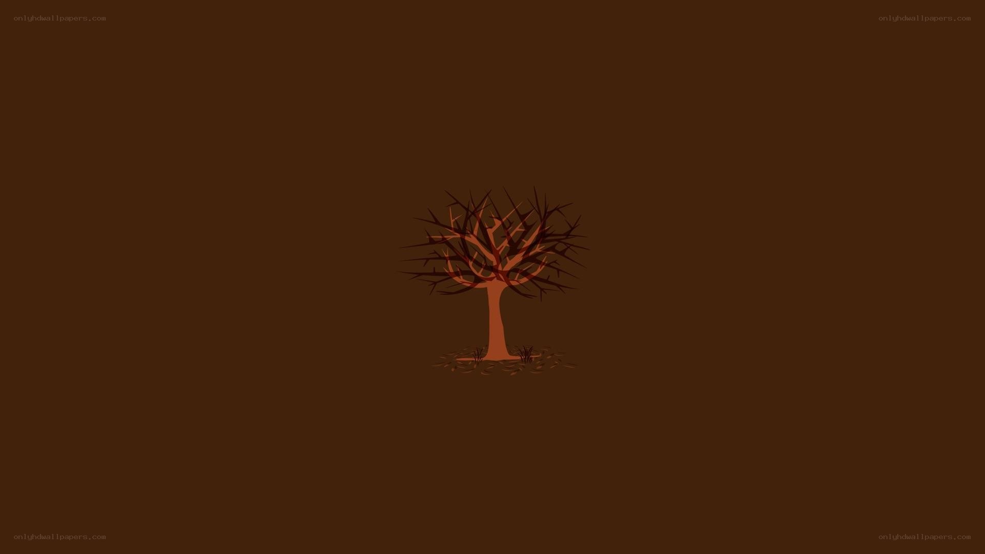 Bare tree on brown background