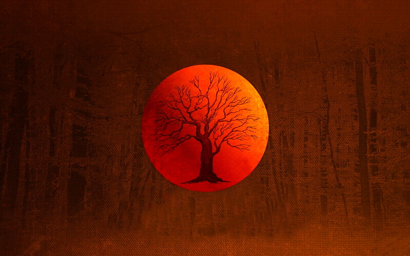 Bare Tree Silhouette — Red, Dramatic
