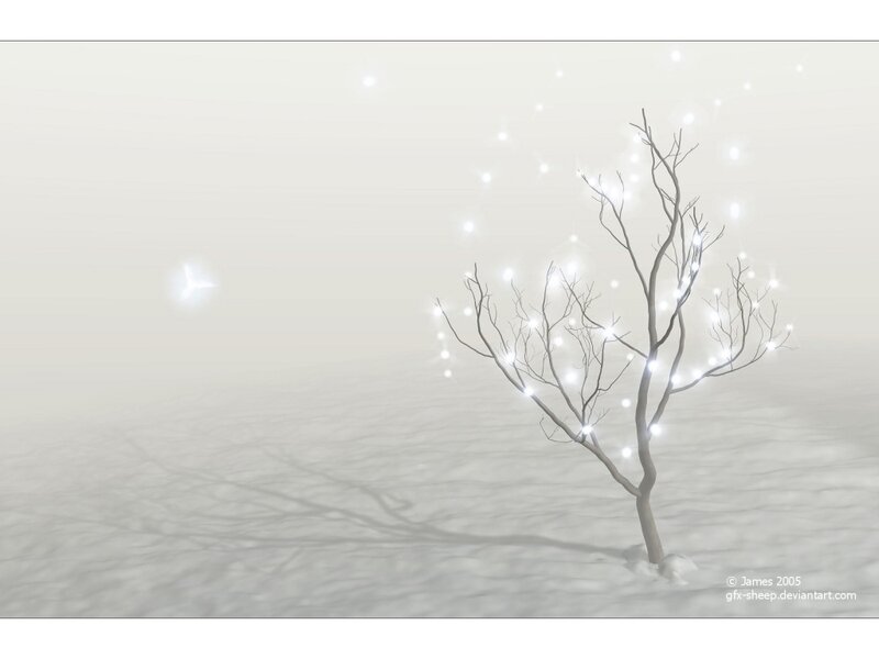Bare Tree with Lights — White, Serene