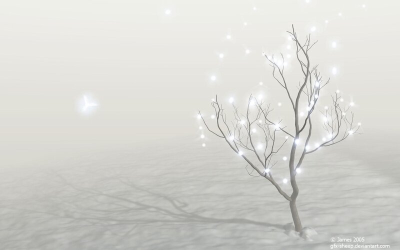 Bare Tree with Lights — White