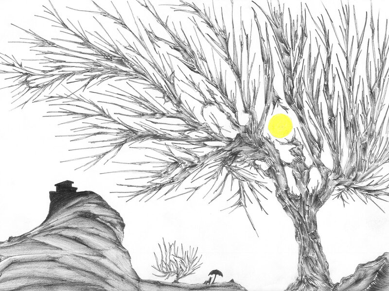Bare Tree with Yellow Sun