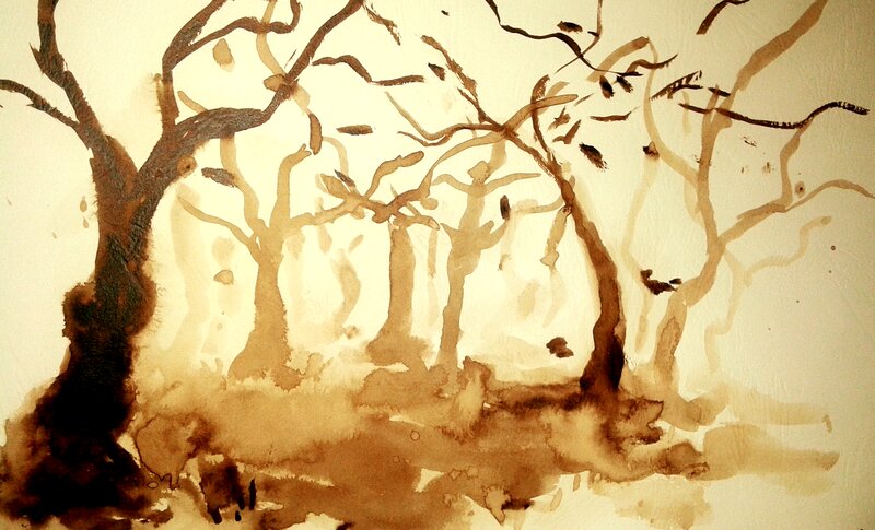 Bare Trees in Forest — Brown, Somber