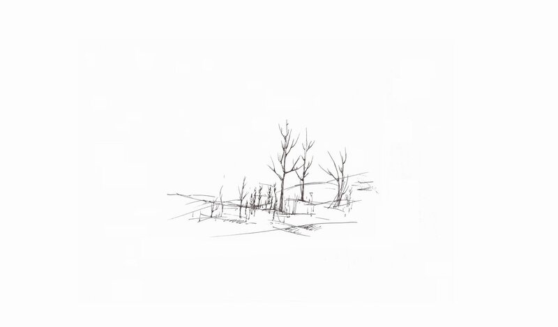 Bare Trees in Snow — Black, Desolate