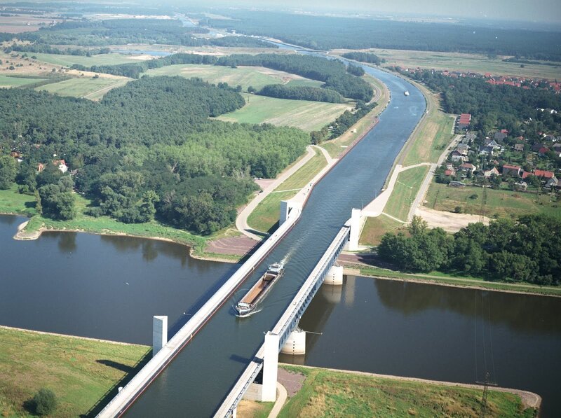 Barges on Canal Bridge — Green