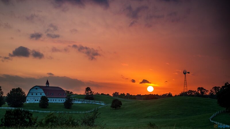Barn at Sunset — Orange, Serene