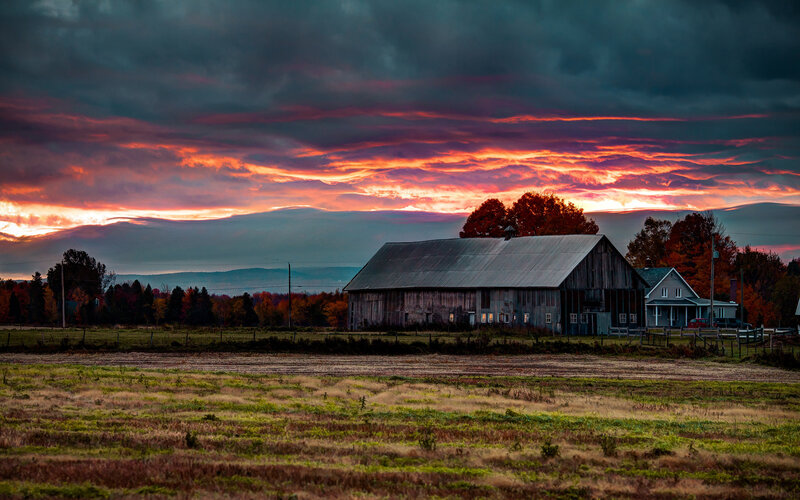 Barn at Sunset — Red, Dramatic