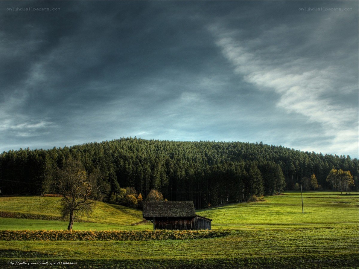 Barn in a green valley