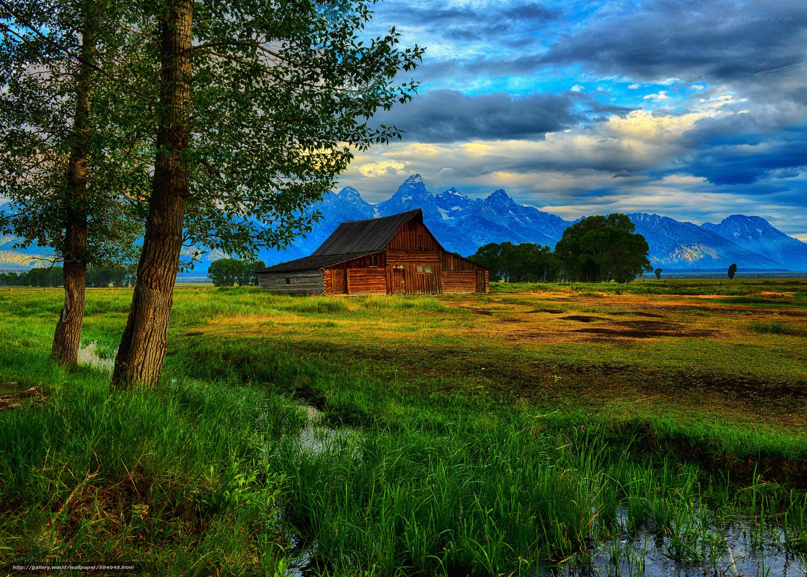 Barn in a mountain valley