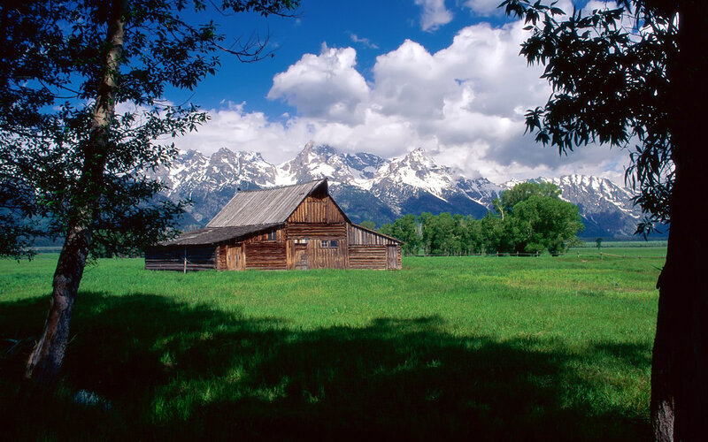 Barn in a mountain valley