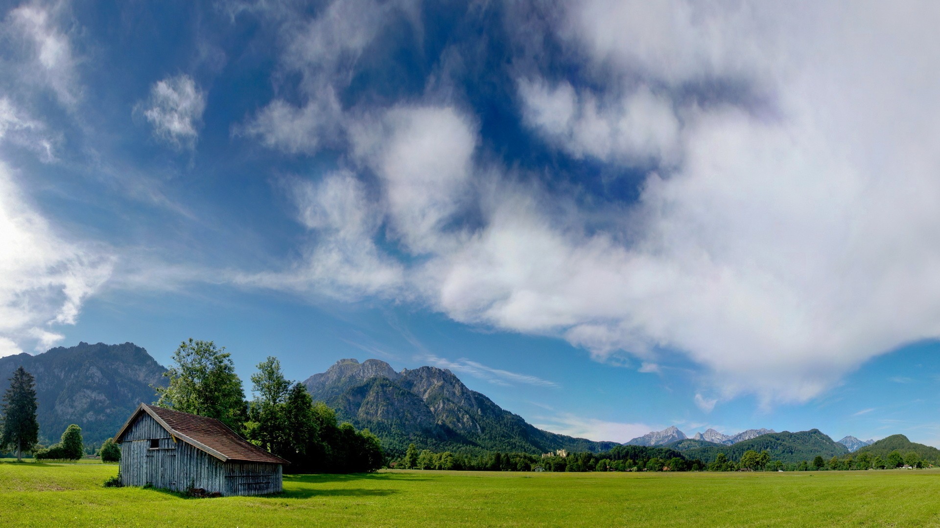 Barn in a mountain valley