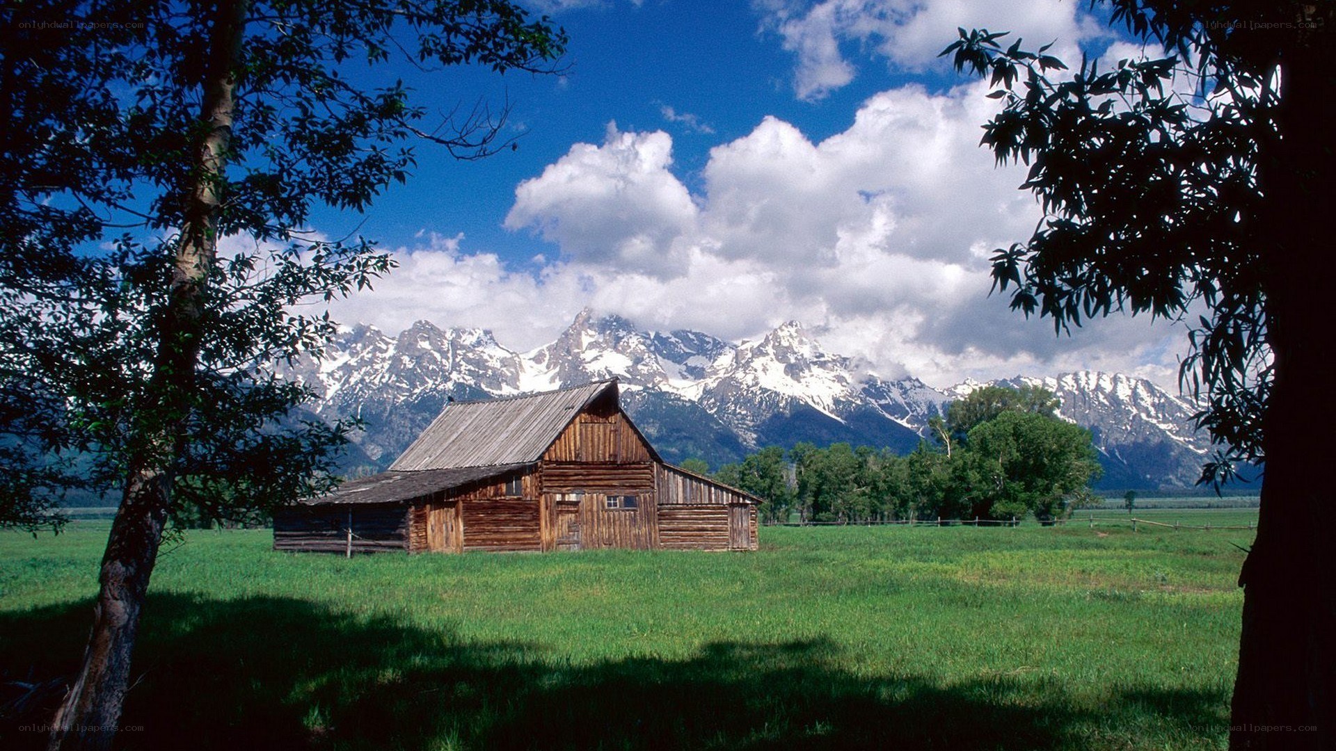 Barn in a mountain valley