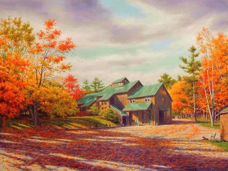 Barn in Autumn — Orange, Serene