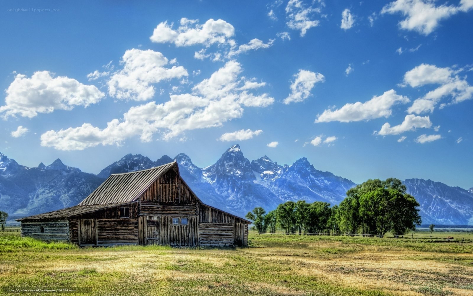 Barn in mountain valley