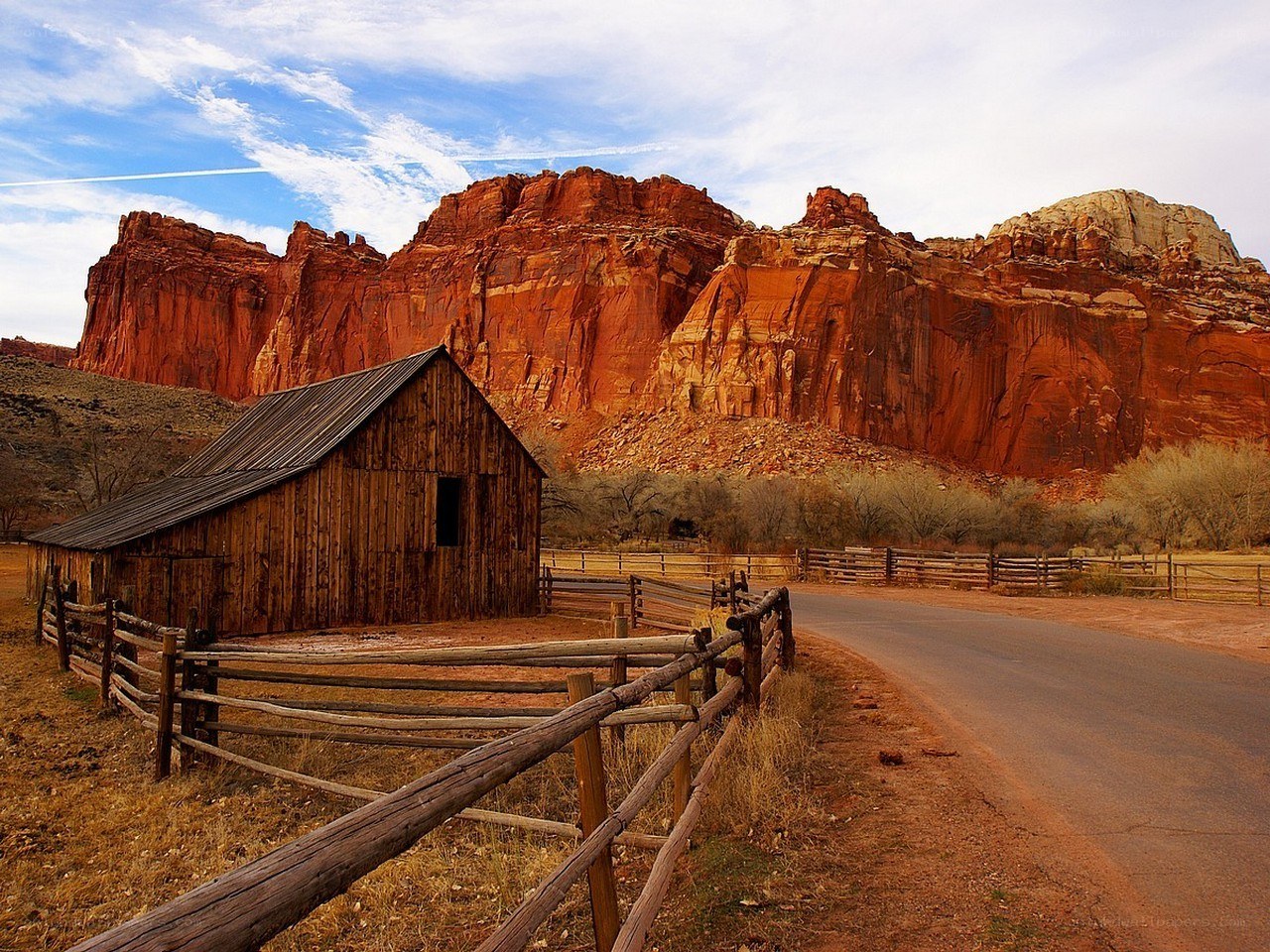 Barn in red rock canyon