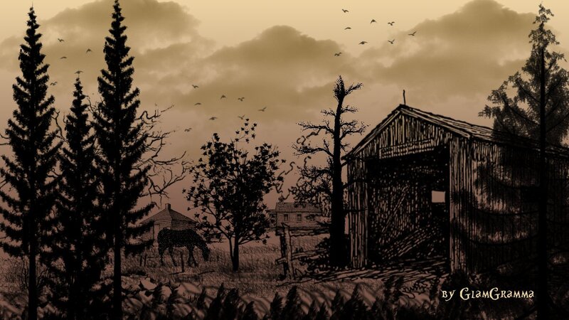 Barn in Rural Landscape — Brown