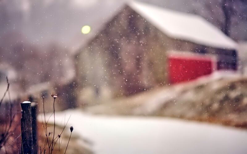 Barn in Snowstorm
