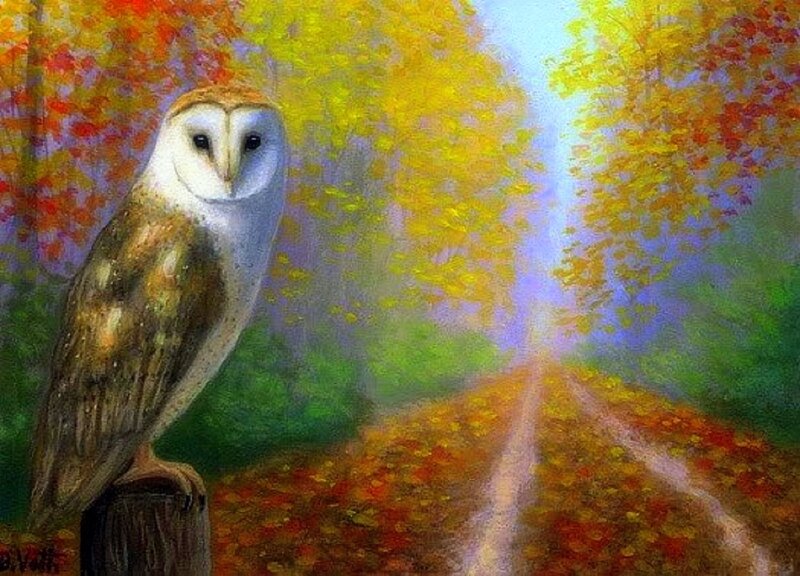 Barn Owl on Post — Yellow