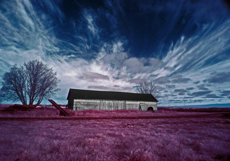 Barn under dramatic sky