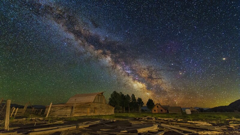 Barn under Starry Sky