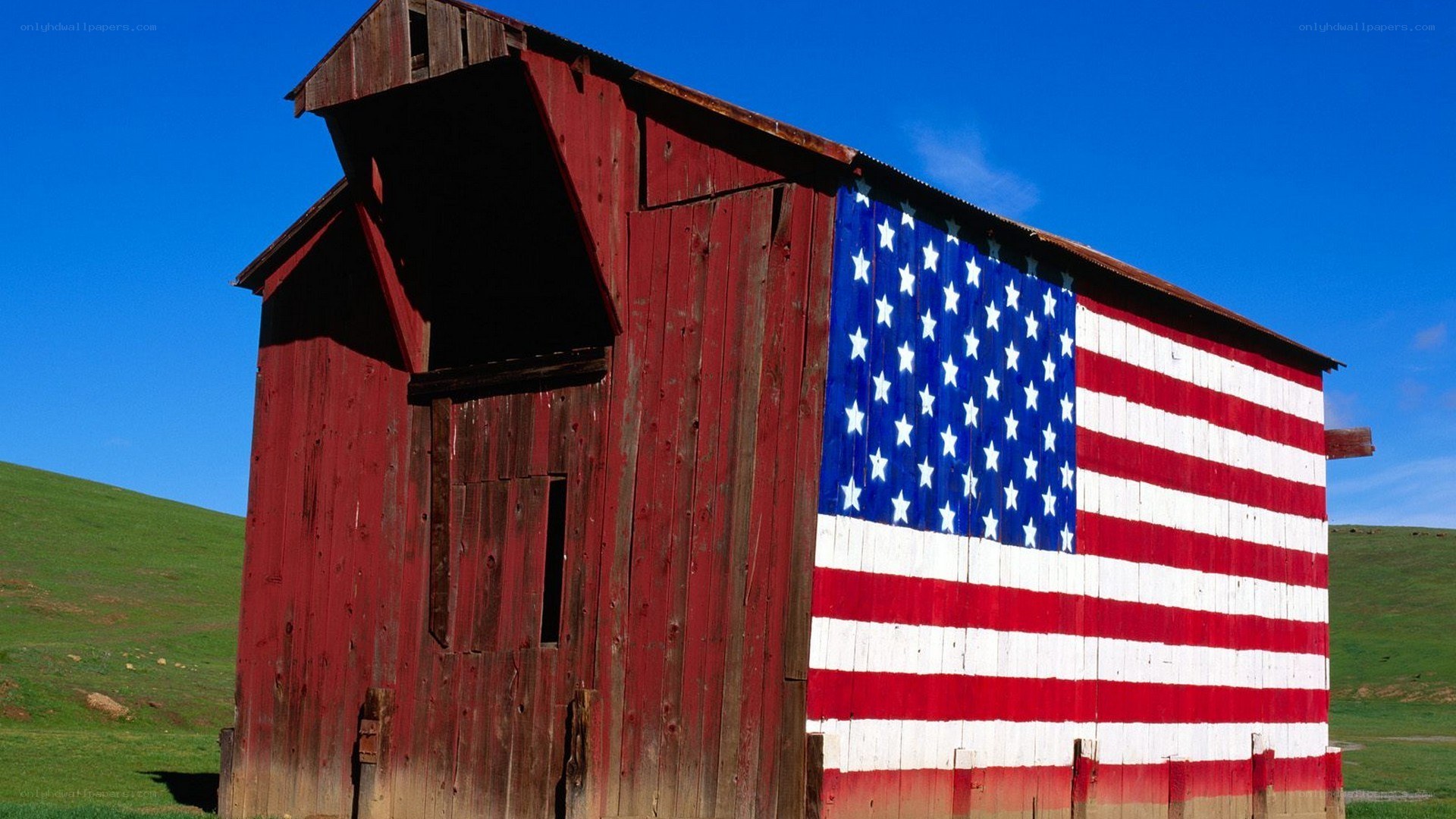 Barn with American flag