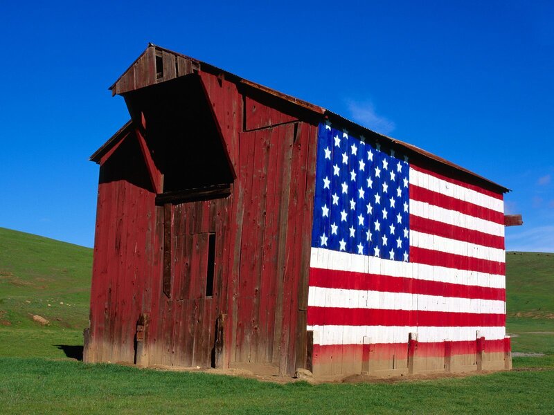 Barn with Flag Painting — Red