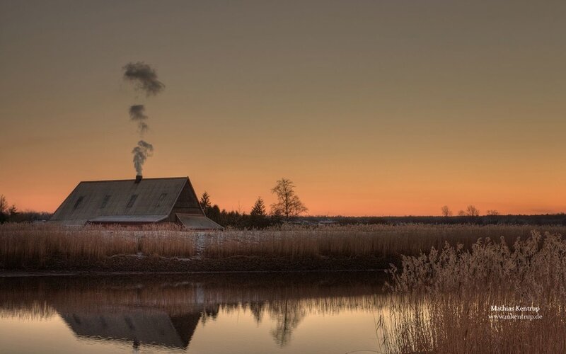 Barn with Smoke — Orange