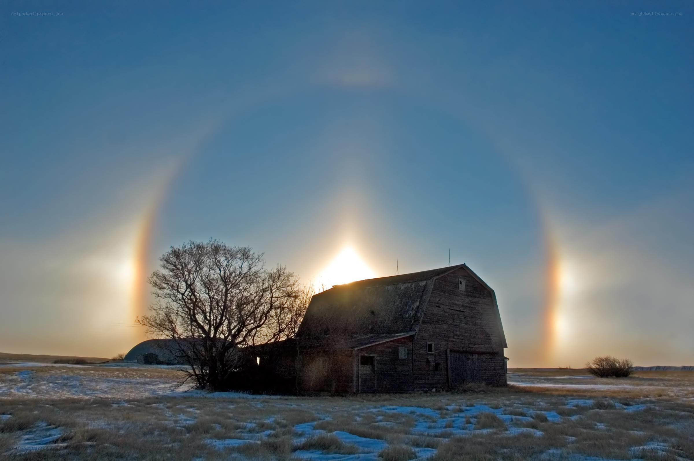 Barn with Sun Halos