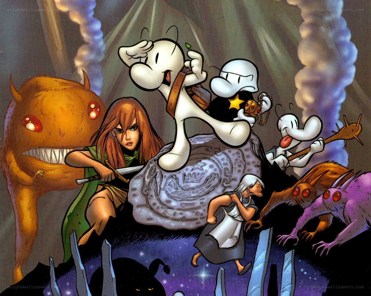Barnaby and friends in a cave