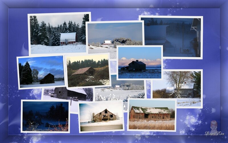 Barns in Winter — Blue