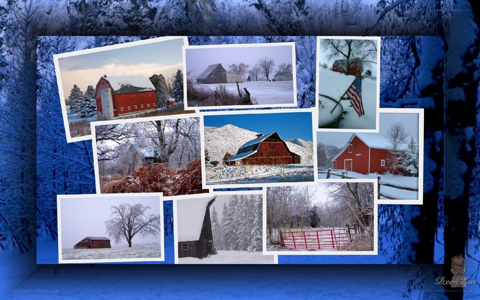 Barns in winter collage